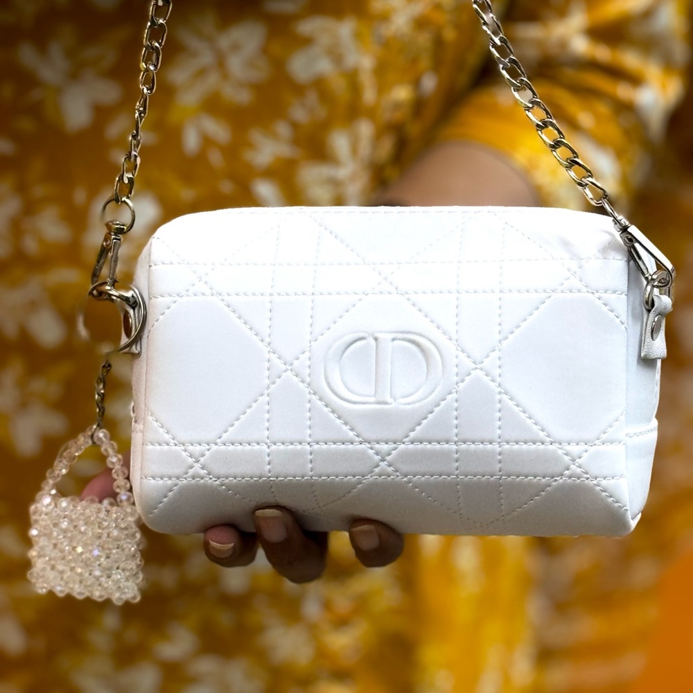 Original Dior Trousseau pouch with Silver chain and beautiful white stone charm